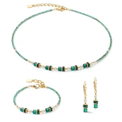 COEUR DE LION Festliche Kollektion-Ohrringe Sparkling Princess Gold-Grün