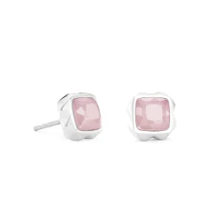 COEUR DE LION Edelsteinohrringe-Ohrringe Spikes Quadratischer Rosenquarz Silber-Rosa