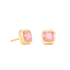 COEUR DE LION Ohrstecker-Ohrringe Spikes Square Rosenquarz Gold-Pink