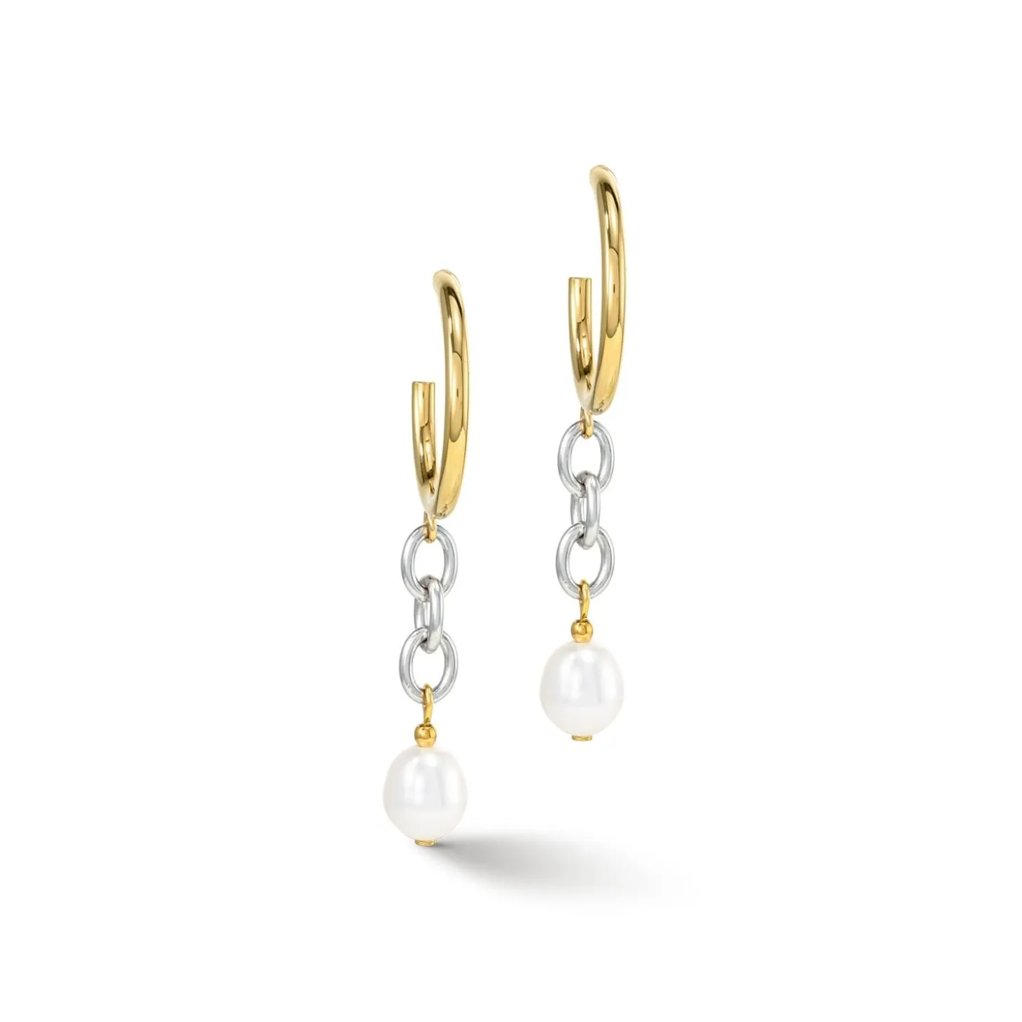 COEUR DE LION Hochzeit-Ohrringe Y & Ovale Süßwasserperlen mit O-Ring Bicolor