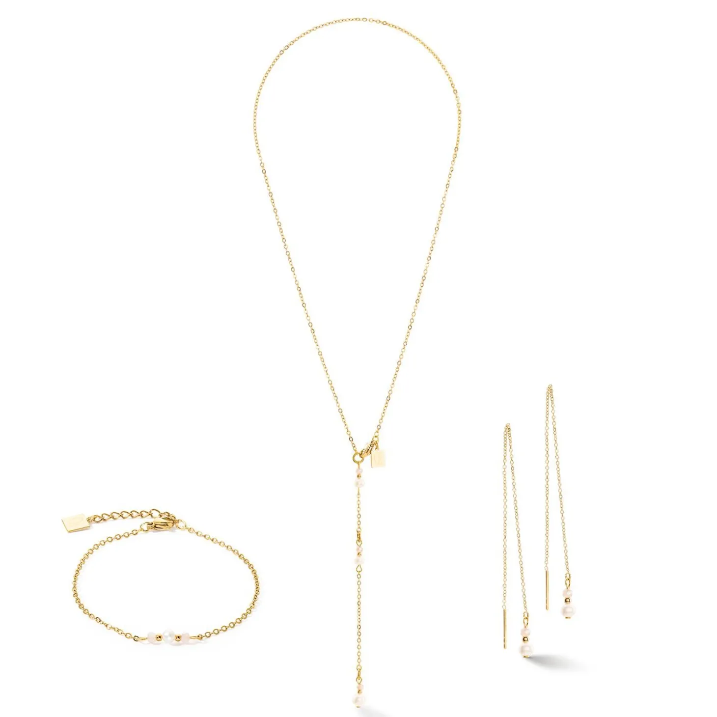 COEUR DE LION Perlenketten-Ohrringe Y Fairy Süßwasserperle Gold