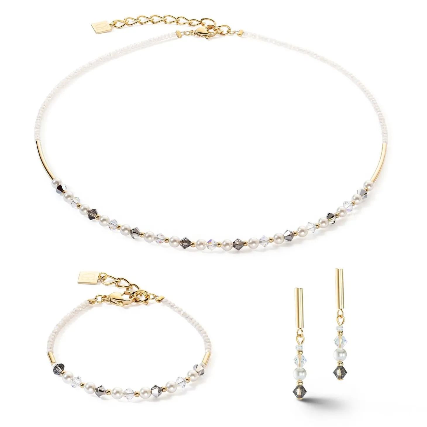 COEUR DE LION Perlenketten-Princess Pearls Halskette Grau-Kristall