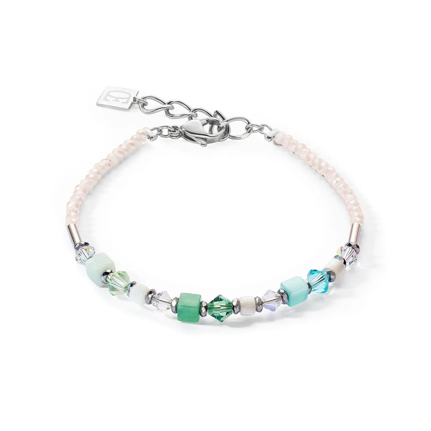COEUR DE LION Echter Stein-Princess Shape Mix Armband Mintgrün