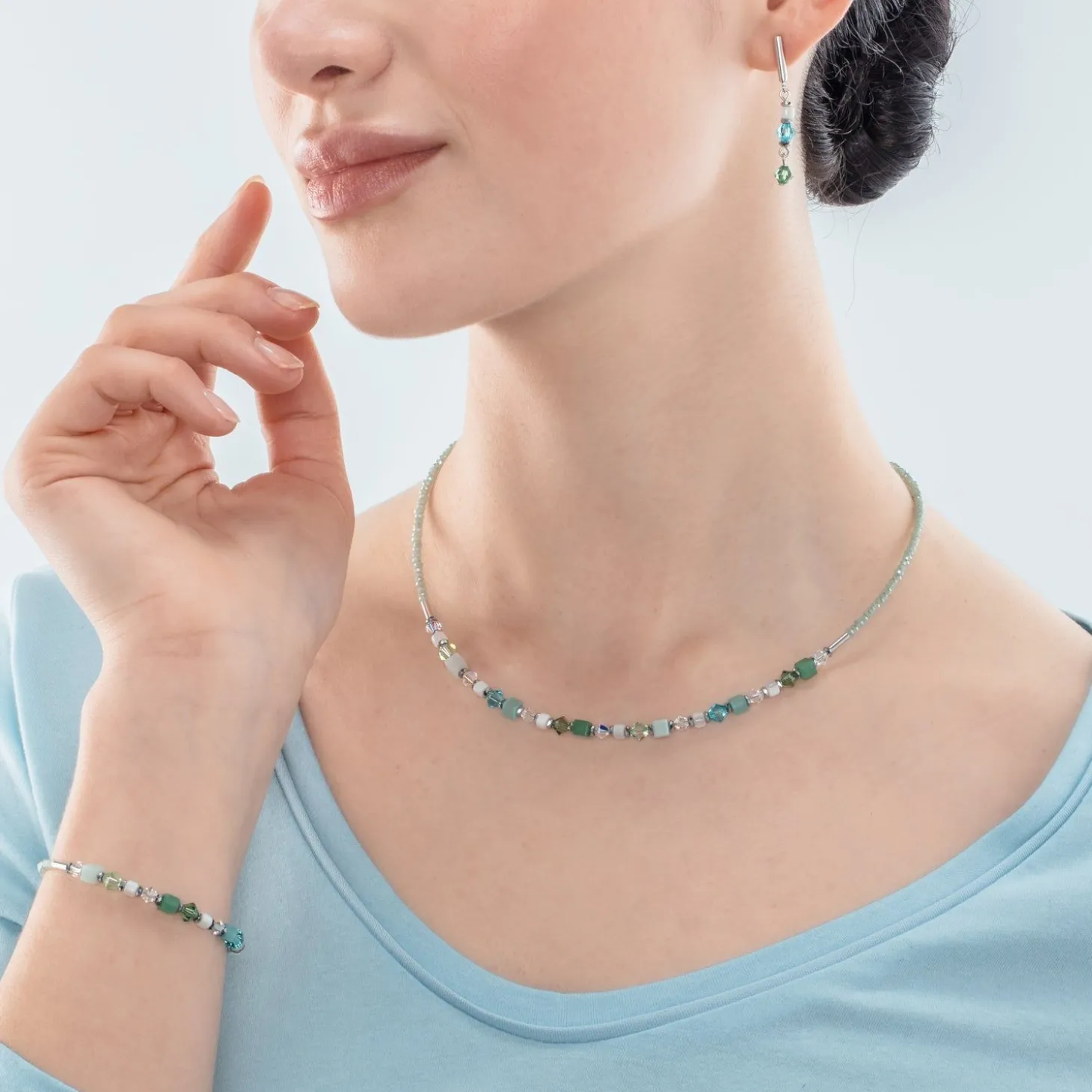 COEUR DE LION Echter Stein-Princess Shape Mix Armband Mintgrün