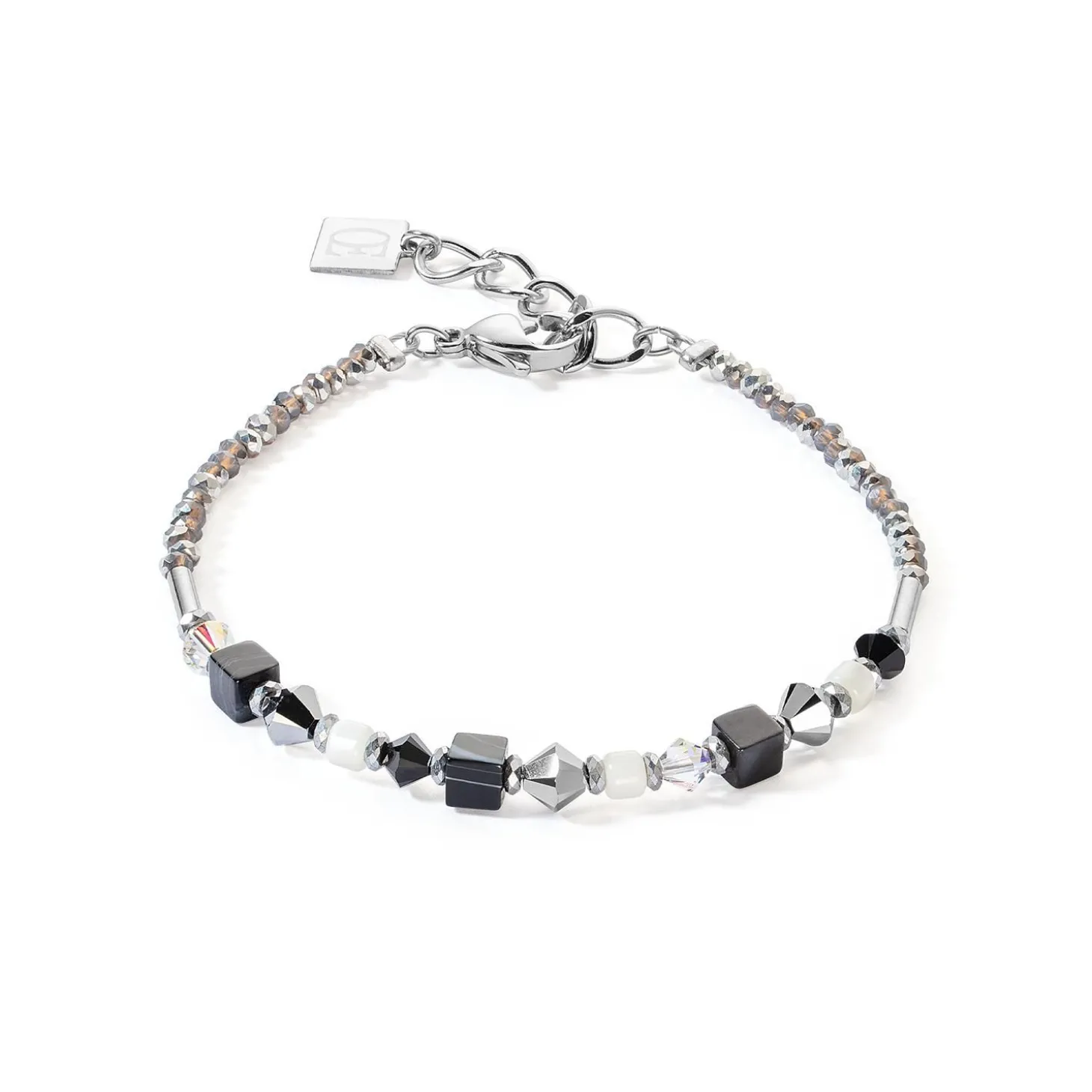 COEUR DE LION Kristallarmbänder-Princess Shape Mix Armband Schwarz-Weiß