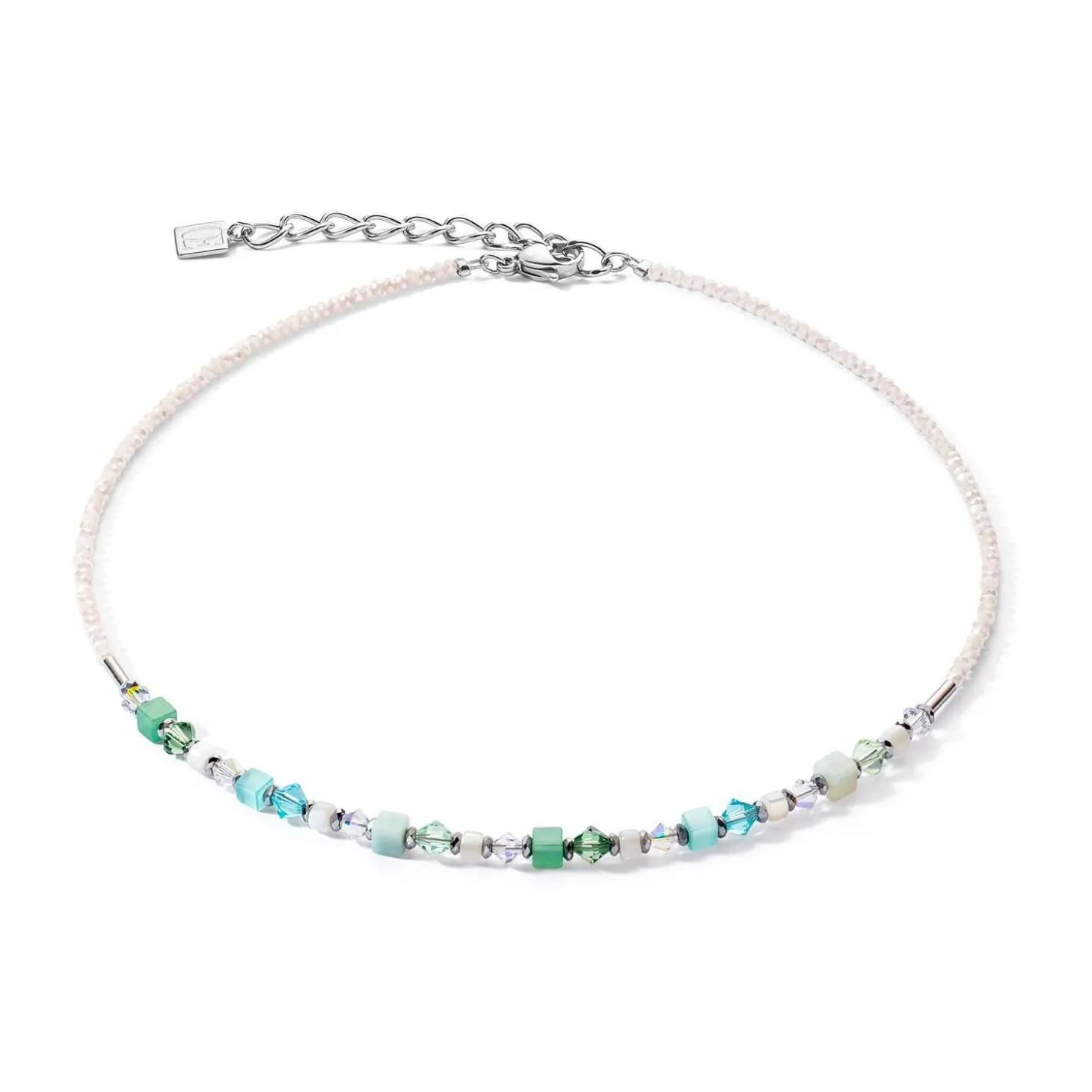 COEUR DE LION Echter Stein-Princess Shape Mix Halskette Mintgrün
