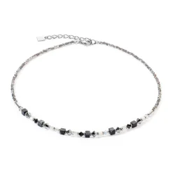 COEUR DE LION Echter Stein-Princess Shape Mix Halskette Schwarz-Weiß