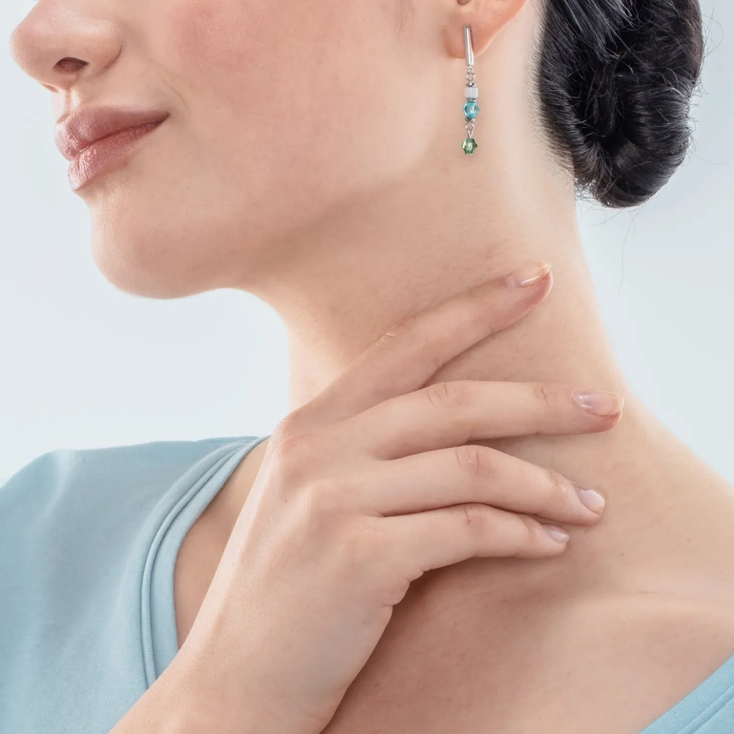 COEUR DE LION Echter Stein-Princess Shape Mix Ohrringe Mintgrün