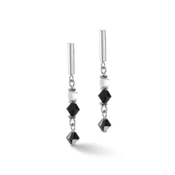 COEUR DE LION Echter Stein-Princess Shape Mix Ohrringe Schwarz-Weiß