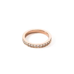 COEUR DE LION Mix&And&Match-Ringe-Ring aus Edelstahl und Kristallen, schlanker Roségold-Kristall