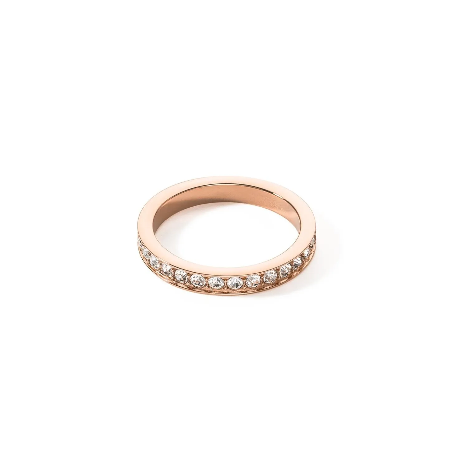 COEUR DE LION Mix&And&Match-Ringe-Ring aus Edelstahl und Kristallen, schlanker Roségold-Kristall