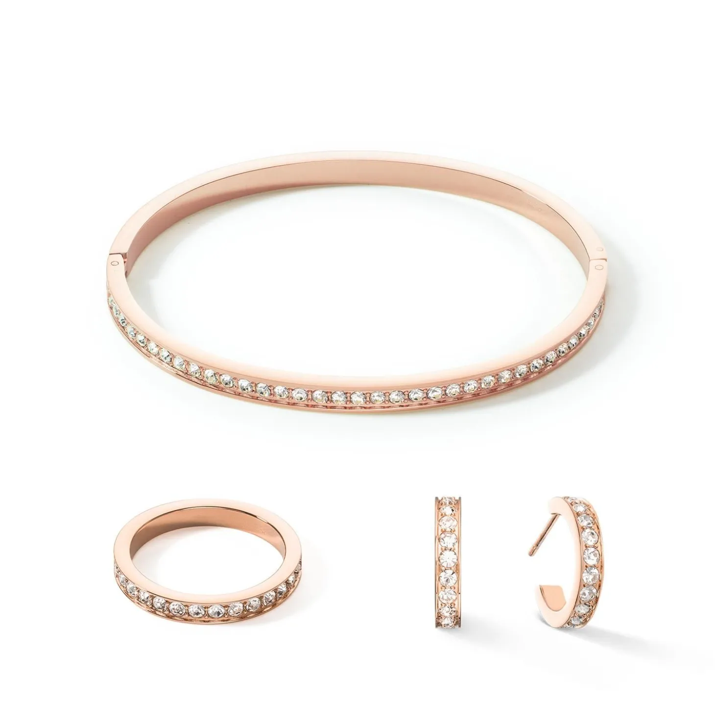 COEUR DE LION Mix&And&Match-Ringe-Ring aus Edelstahl und Kristallen, schlanker Roségold-Kristall