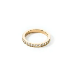 COEUR DE LION Mix&And&Match-Ringe-Ring aus Edelstahl und Kristallen, schlanker Goldkristall