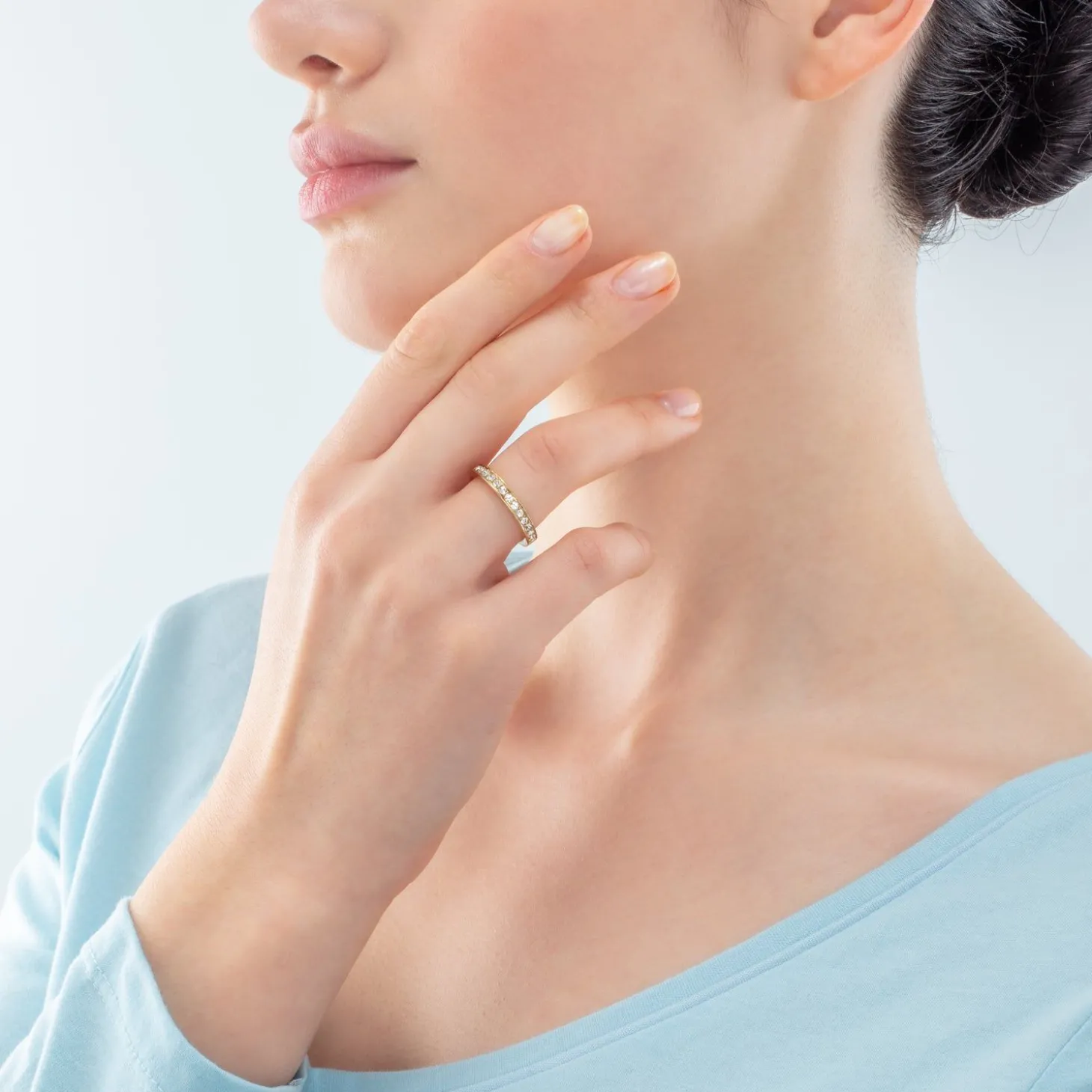 COEUR DE LION Mix&And&Match-Ringe-Ring aus Edelstahl und Kristallen, schlanker Goldkristall