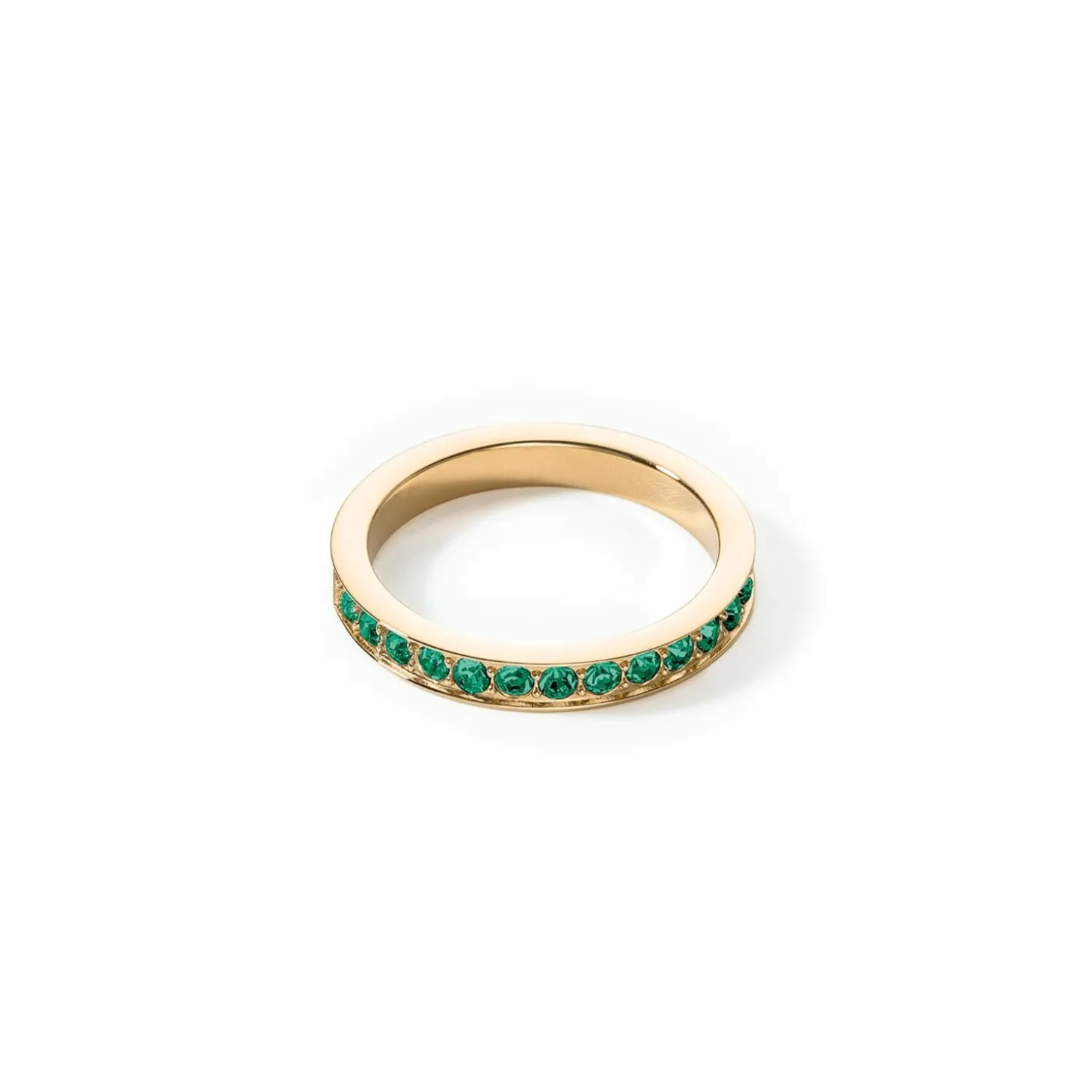 COEUR DE LION Coeur Essentials-Ring Edelstahl & Kristalle Gold Dunkelgrün