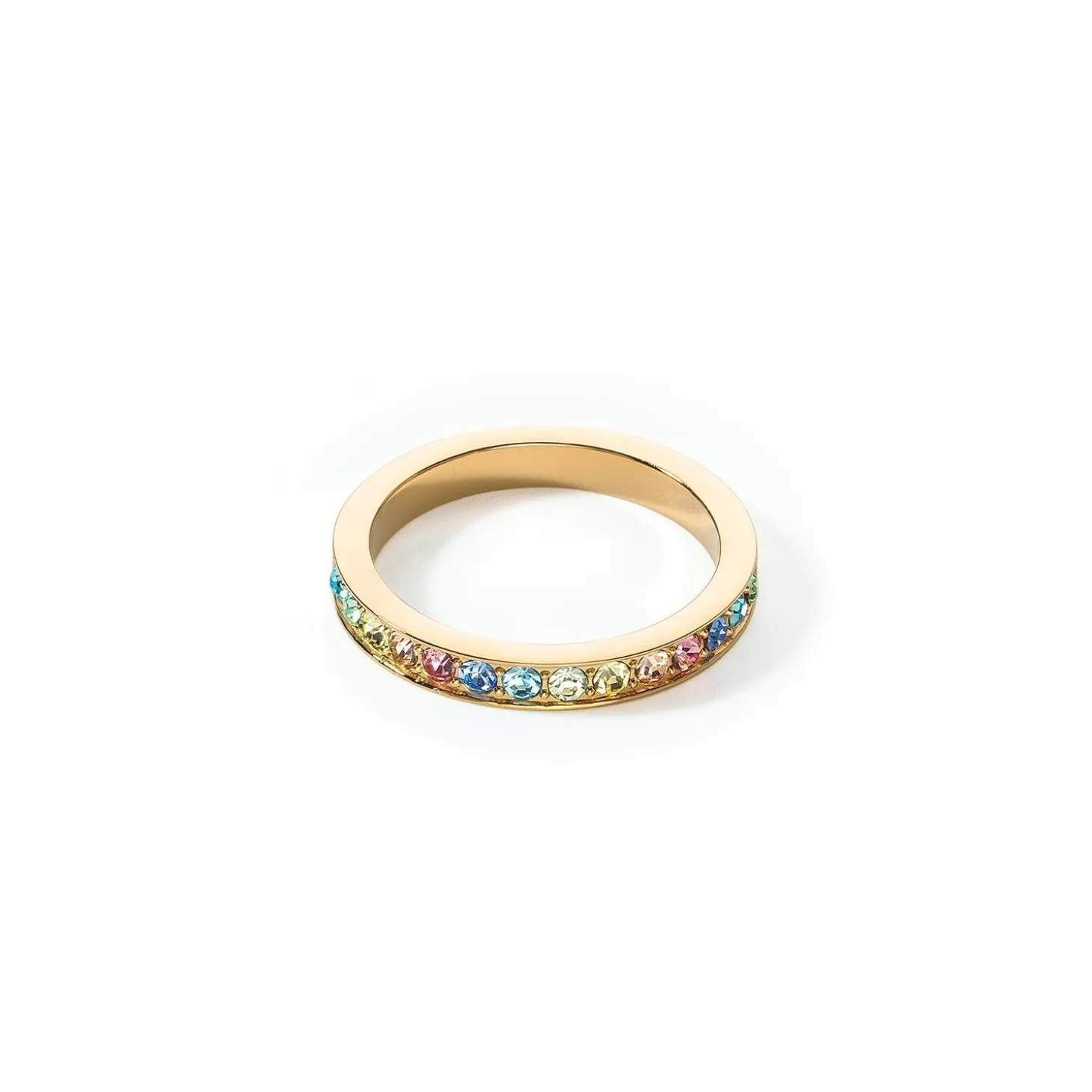 COEUR DE LION Kristallringe-Ring Edelstahl & Kristalle Slim Gold Mehrfarbig Pastell