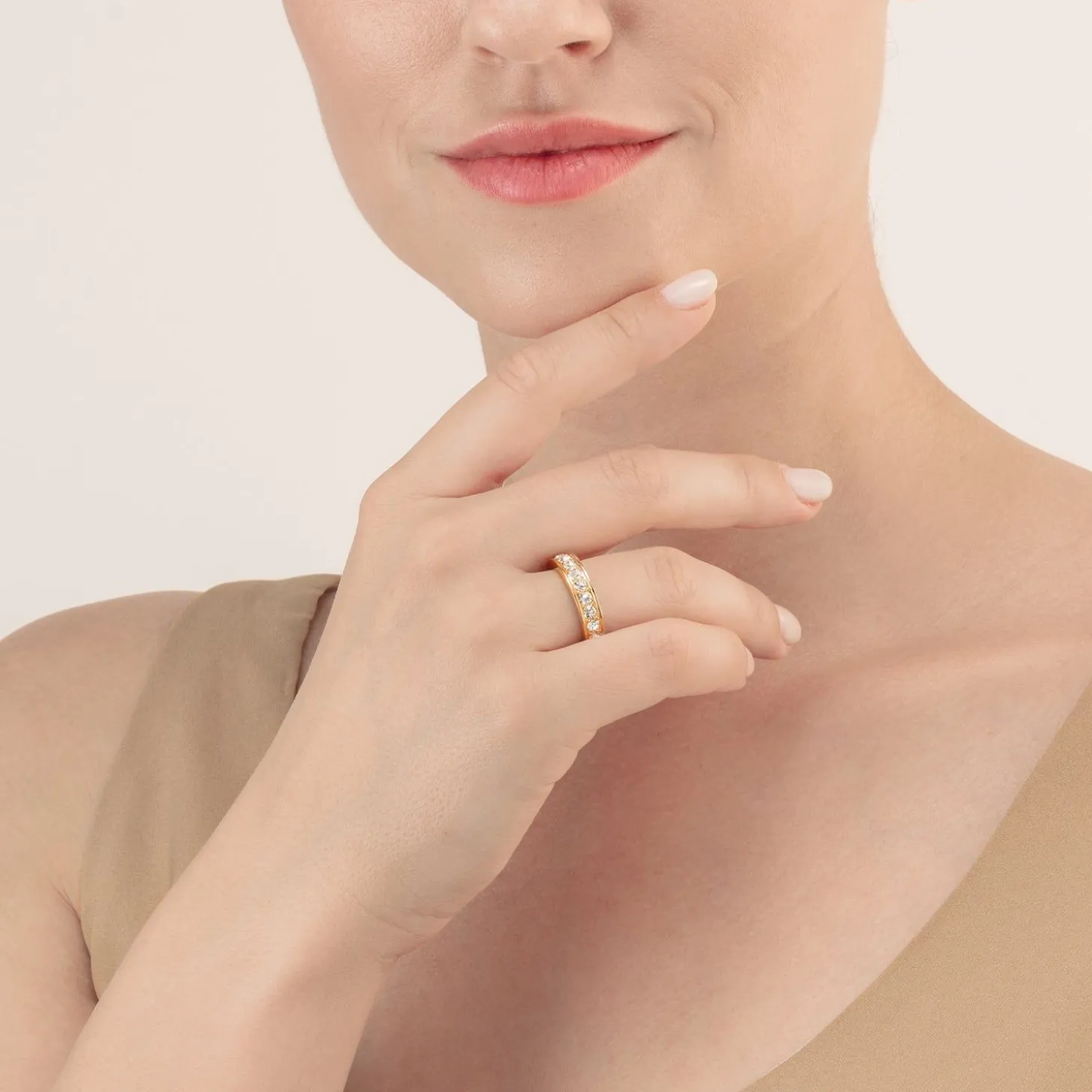 COEUR DE LION Mix&And&Match-Ringe-Ring Edelstahl & Kristalle Goldkristall