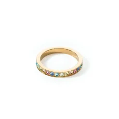 COEUR DE LION Mix&And&Match-Ringe-Ring Edelstahl & Kristalle Slim Gold Mehrfarbig Pastell