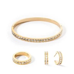 COEUR DE LION Kristallringe-Ring Edelstahl & Kristalle Goldkristall