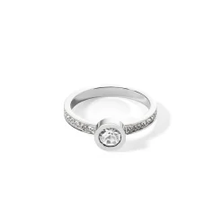 COEUR DE LION Coeur Essentials-Ring mit funkelnden Punkten, silberner Kristall