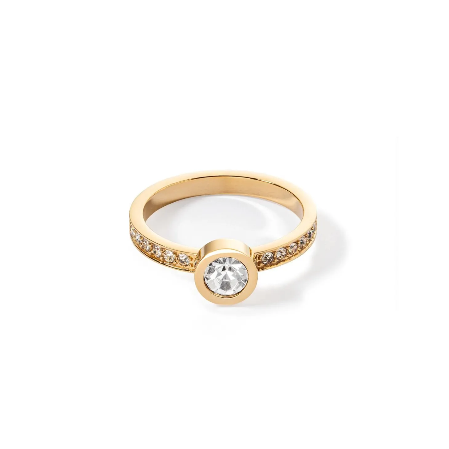 COEUR DE LION Mix&And&Match-Ringe-Ring mit funkelnden Punkten, Goldkristall