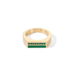 COEUR DE LION Coeur Essentials-Ring Quadratische Streifen Gold-Grün