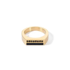 COEUR DE LION Coeur Essentials-Ring Quadratische Streifen Gold-Schwarz