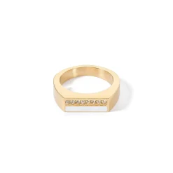 COEUR DE LION Coeur Essentials-Ring Quadratische Streifen Gold-Weiß