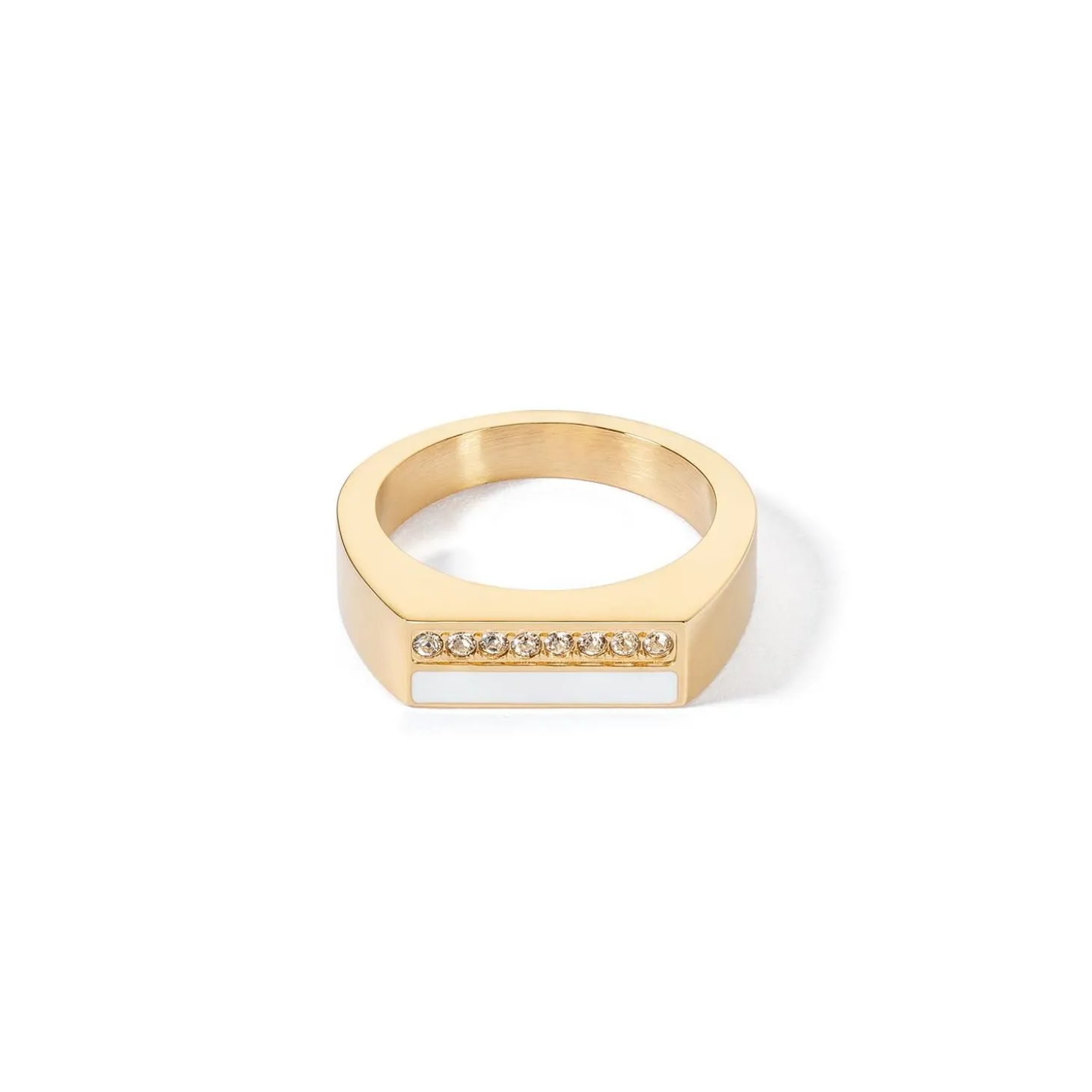 COEUR DE LION Coeur Essentials-Ring Quadratische Streifen Gold-Weiß