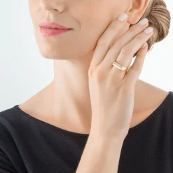 COEUR DE LION Coeur Essentials-Ring Quadratische Streifen Gold-Weiß