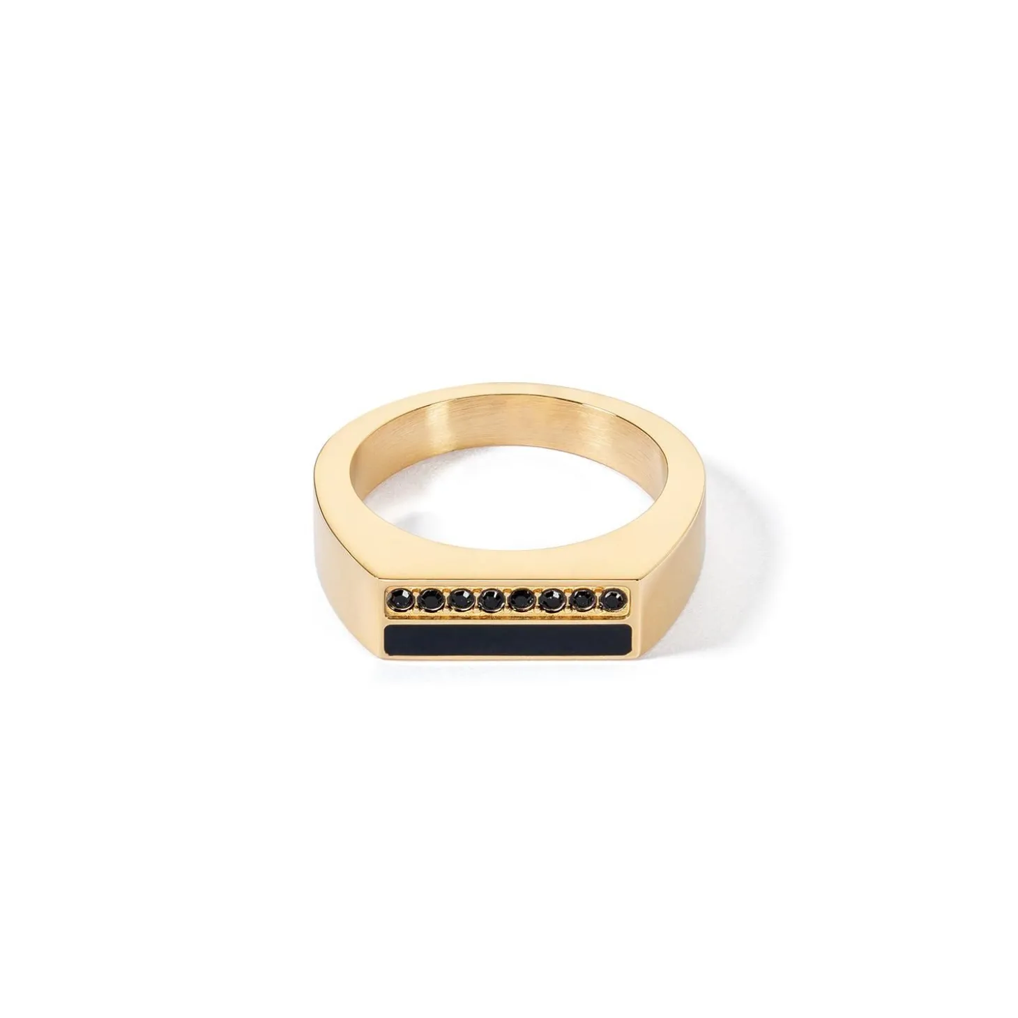 COEUR DE LION Kristallringe-Ring Quadratische Streifen Gold-Schwarz