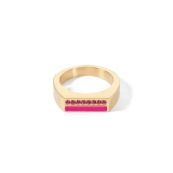COEUR DE LION Kristallringe-Ring Quadratische Streifen Gold-Rosa