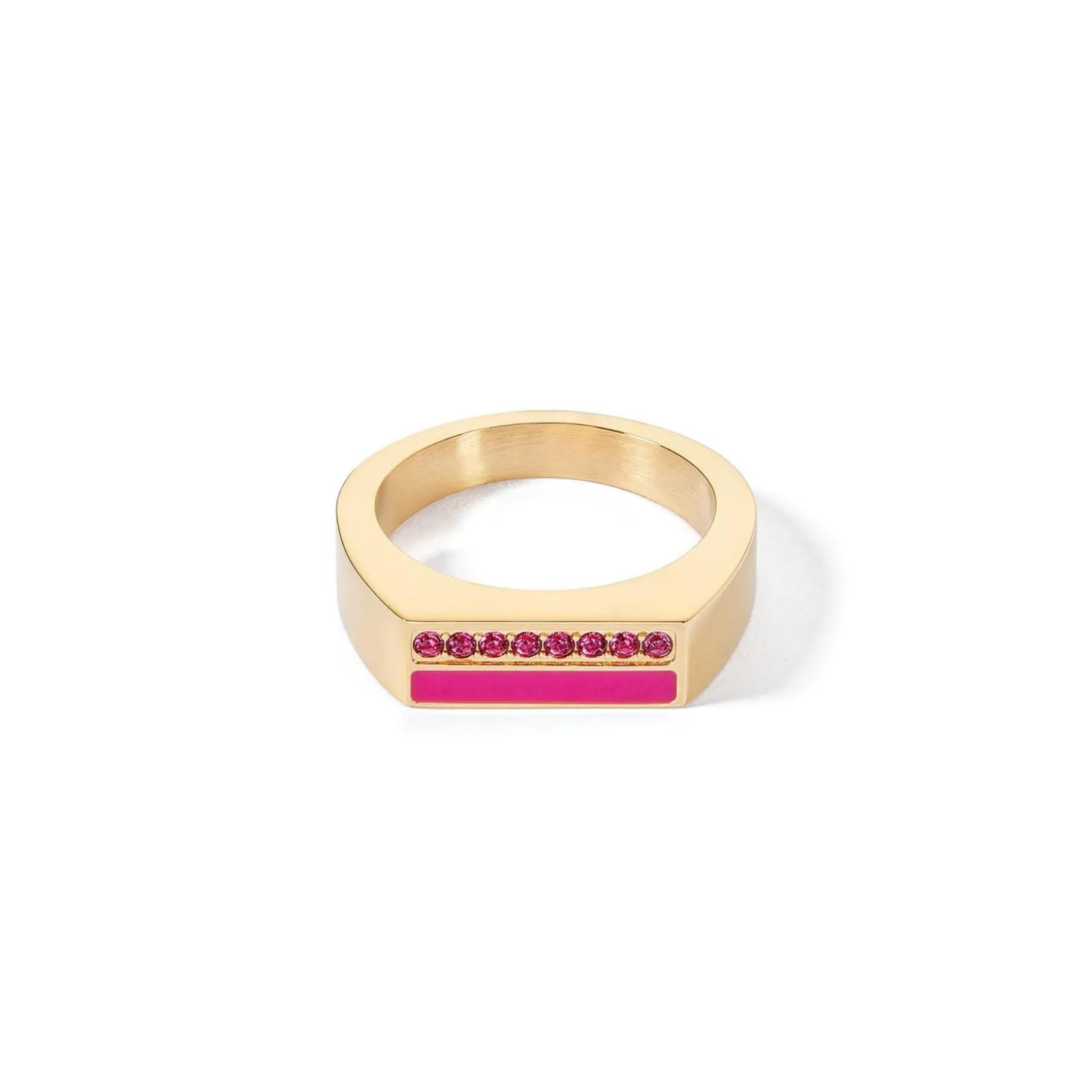 COEUR DE LION Kristallringe-Ring Quadratische Streifen Gold-Rosa