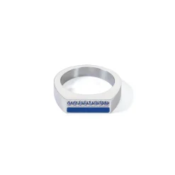 COEUR DE LION Aber-Ring Quadratische Streifen Silber-Blau