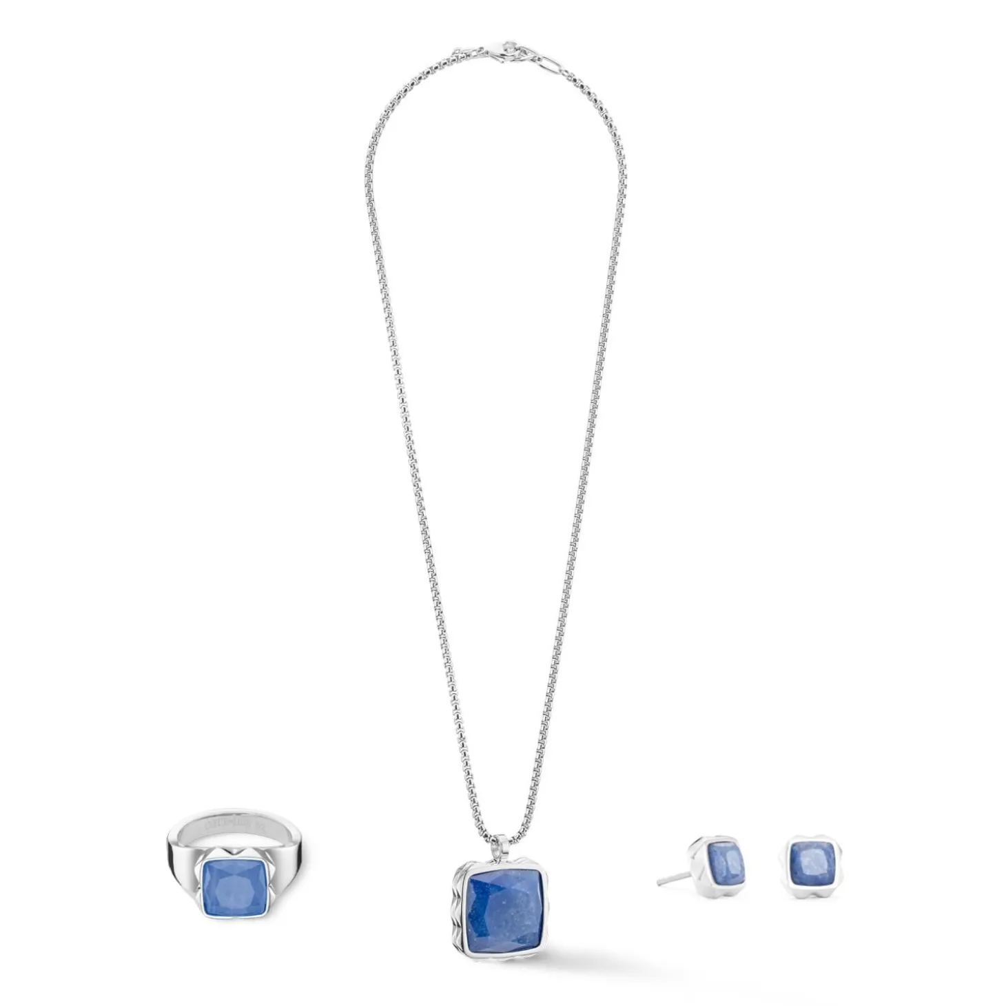 COEUR DE LION Aber-Ring Spikes Quadrat Aventurin Silber-Blau