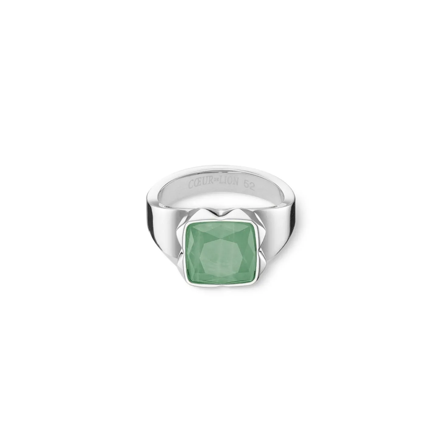 COEUR DE LION Unisex Edition-Ring Spikes Quadratischer Aventurin Silber-Grün