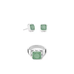 COEUR DE LION Unisex Edition-Ring Spikes Quadratischer Aventurin Silber-Grün