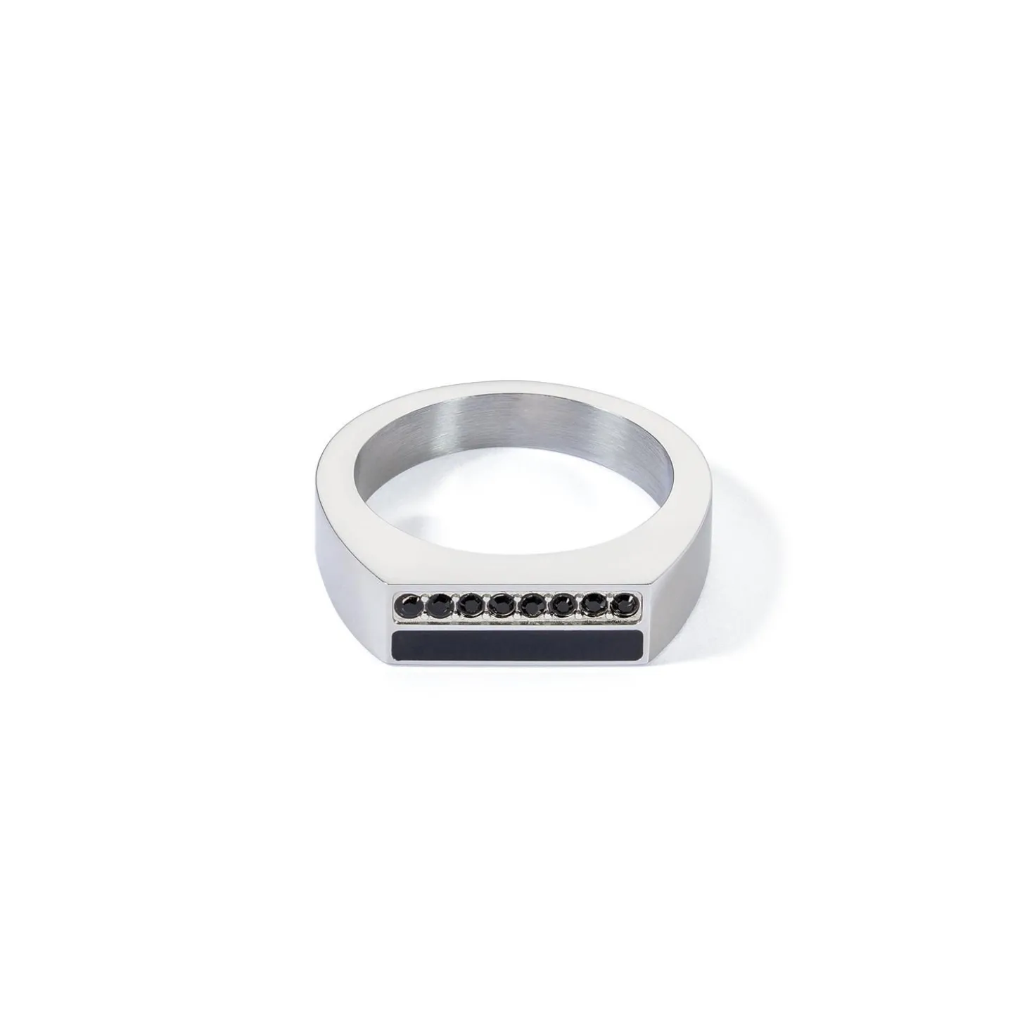 COEUR DE LION Coeur Essentials-Ring Square Stripes Silber-Schwarz