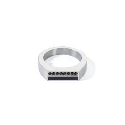 COEUR DE LION Unisex Edition-Ring Square Stripes Silber-Schwarz