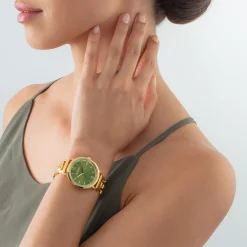 COEUR DE LION Uhren-Sehen Sie sich die Runde Sparkling Fabulous Green Statement Gold an