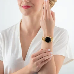 COEUR DE LION Uhren-Sehen Sie sich Round Brilliant Glamourous Black Statement Gold an