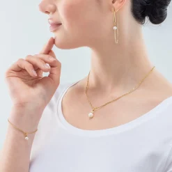 COEUR DE LION Hochzeit-Solitär-Süßwasserperlen-Armband Gold