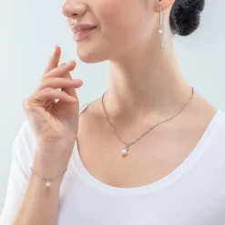 COEUR DE LION Hochzeit-Solitär-Süßwasserperlen-Armband Silber