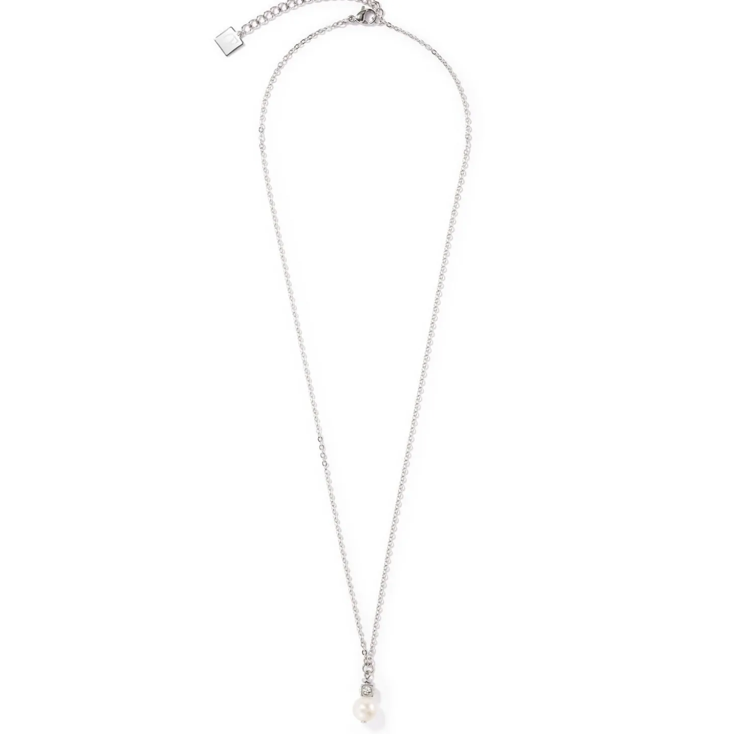 COEUR DE LION Hochzeit-Solitär-Süßwasserperlen-Halskette Silber
