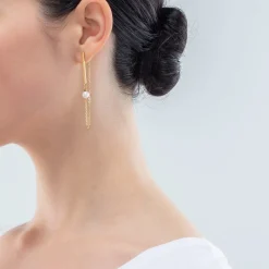 COEUR DE LION Hochzeit-Solitär-Süßwasserperlen-Ohrringe Gold