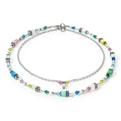 COEUR DE LION Echter Stein-Sommertraum-Halskette, mehrfarbig, Pastellfarben