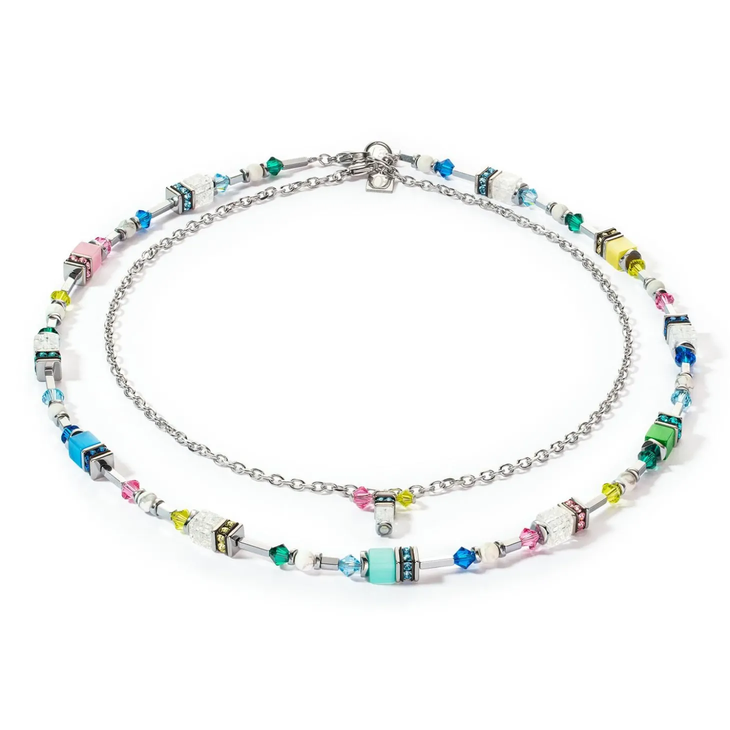 COEUR DE LION Echter Stein-Sommertraum-Halskette, mehrfarbig, Pastellfarben
