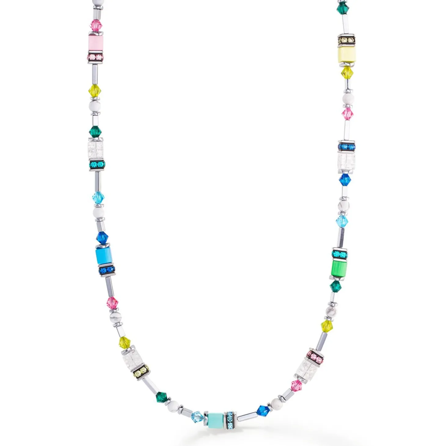 COEUR DE LION Echter Stein-Sommertraum-Halskette, mehrfarbig, Pastellfarben