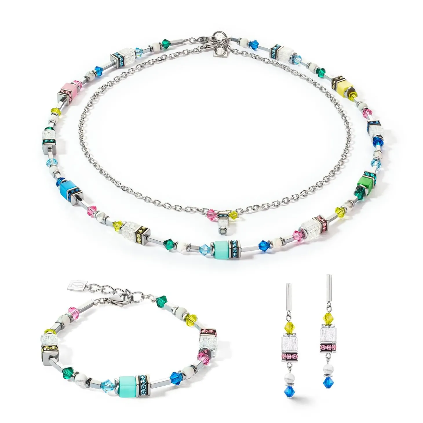 COEUR DE LION Echter Stein-Sommertraum-Ohrringe, mehrfarbig, Pastellfarben