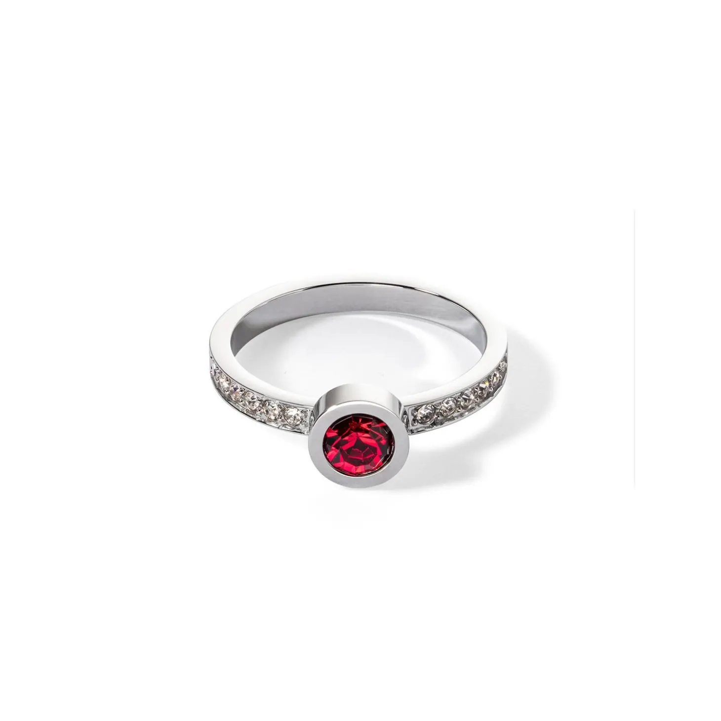 COEUR DE LION Kristallringe-Sparkling Dots Ring Silber Rot